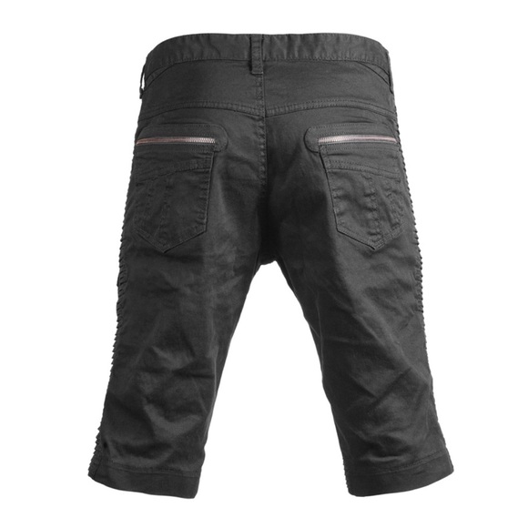 JAN HILMER MICRON SHORTS, ribbed details, black with gold zippers, size 30 - Picture 2 of 5